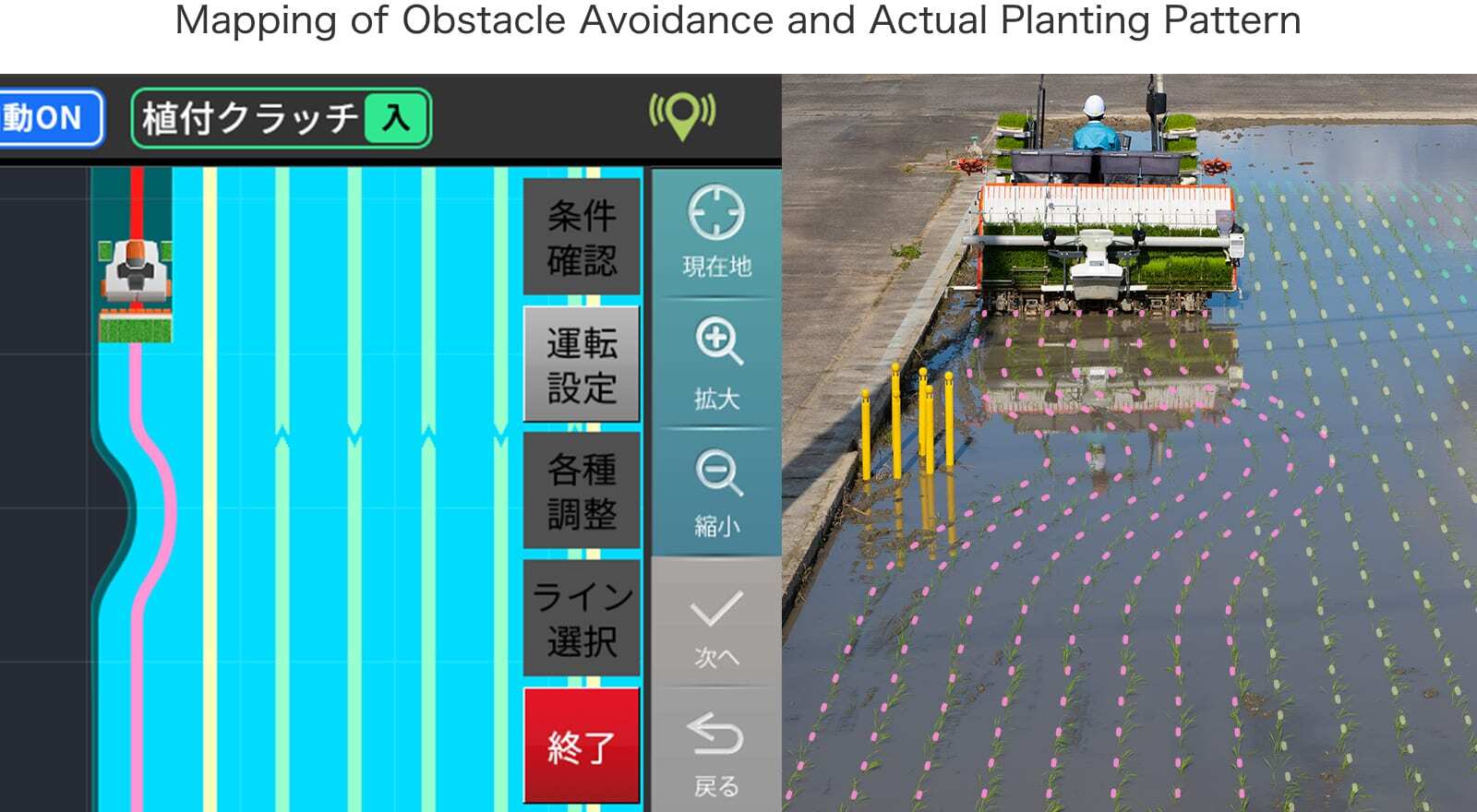 Mapping of Obstacle Avoidance and Actual Planting Pattern
