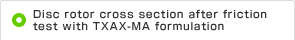 Disc loader cross section after friction test with TXAX-MA formulation